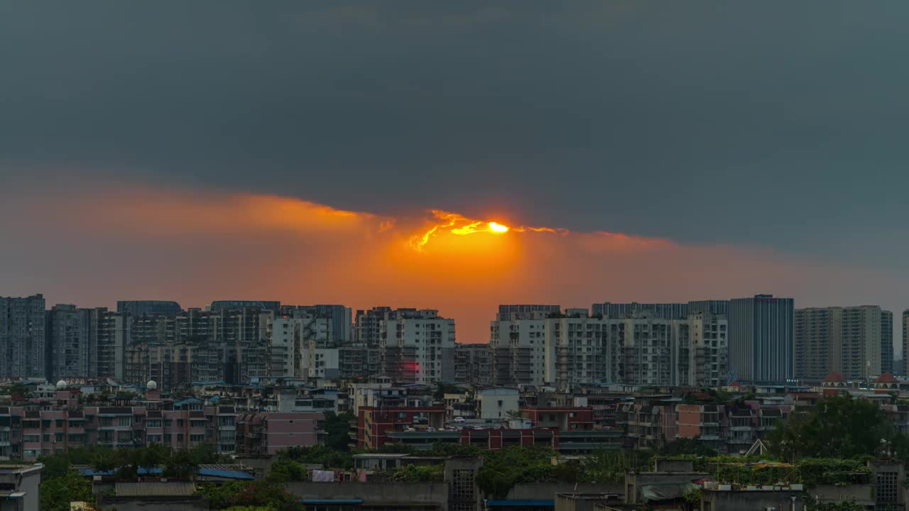 成都城市晚霞日落流云延时视频素材