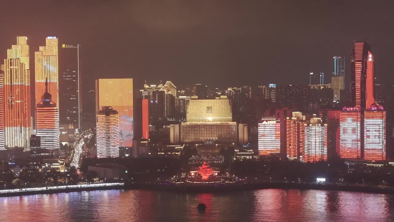 八月一日建军节青岛奥帆夜景视频素材