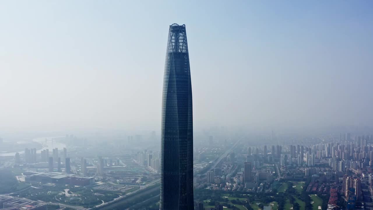 天津开发区周大福金融中心航拍视频素材