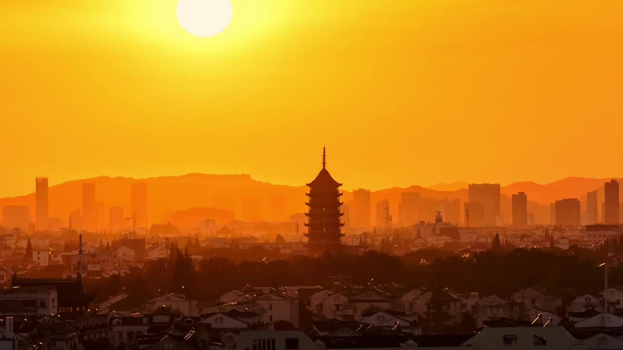 北寺塔日落视频素材