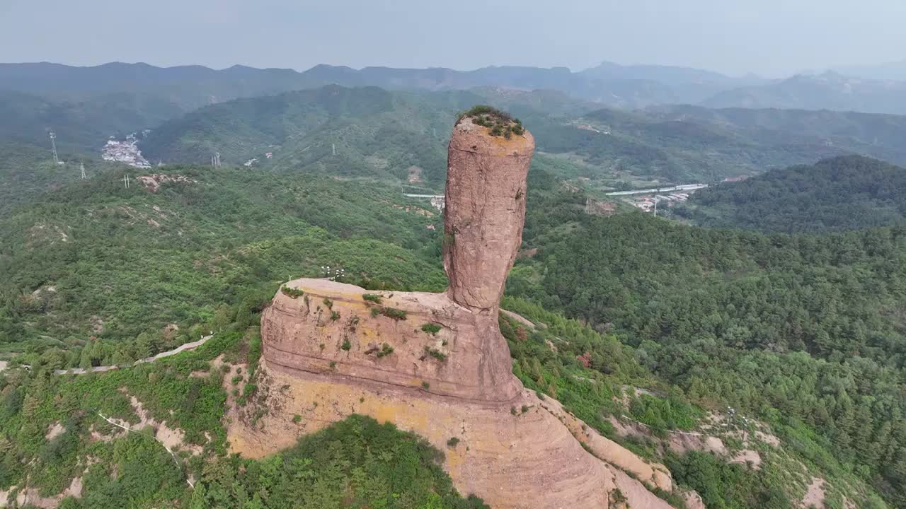 承德普乐寺磬锤峰建筑风光航拍视频素材