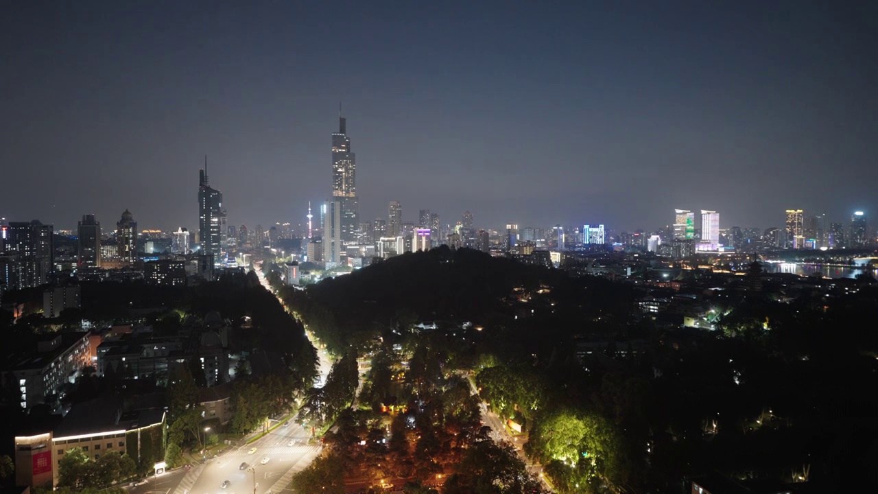 中国江苏南京紫峰大厦江苏电视台夜景视频下载