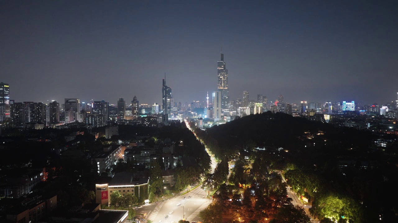 中国江苏南京紫峰大厦江苏电视台夜景视频下载