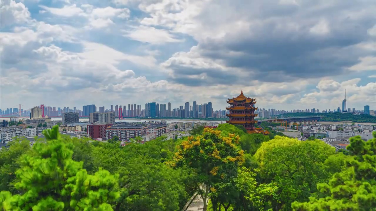 武汉黄鹤楼公园风景区夏季风光视频素材