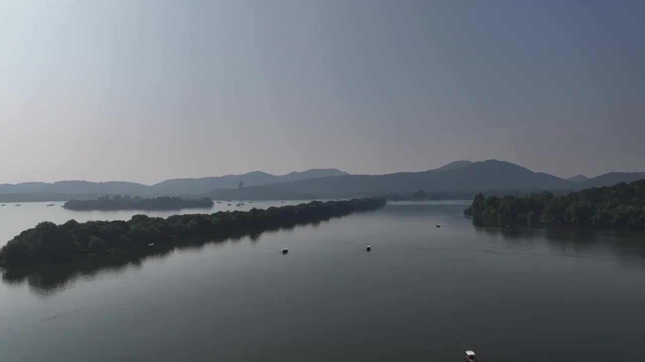 航拍夏季西湖风光 西湖苏堤视频素材