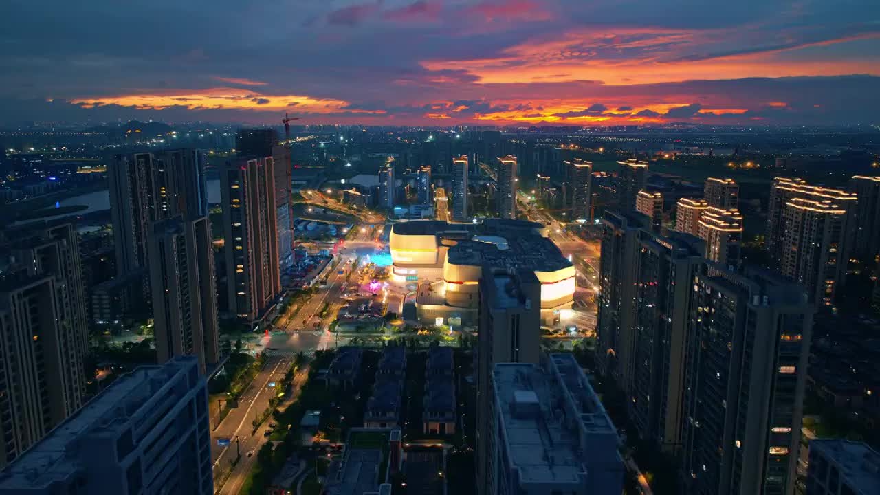 杭州江东天街宝龙广场智慧谷夜景视频素材