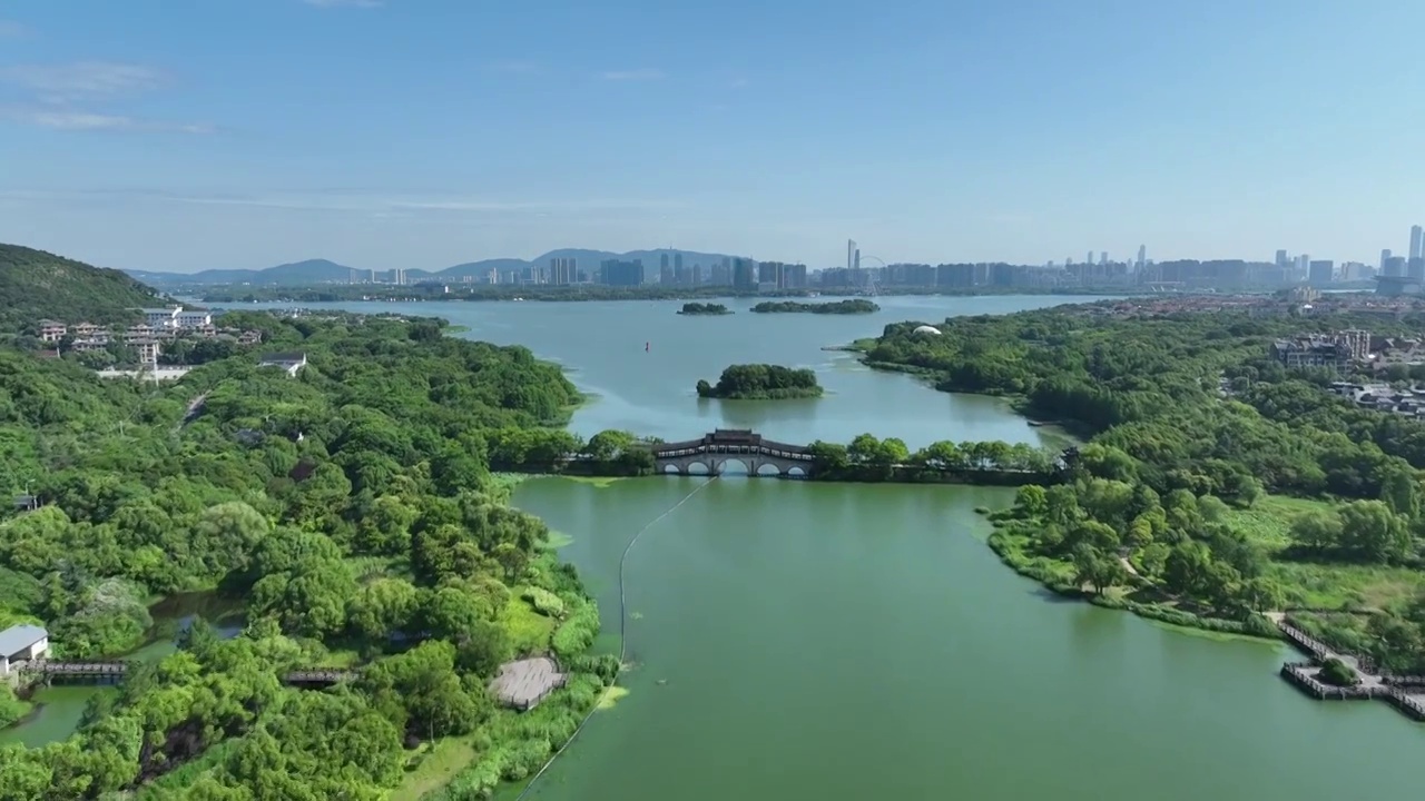 无锡长广溪湿地公园蠡湖全景视频素材