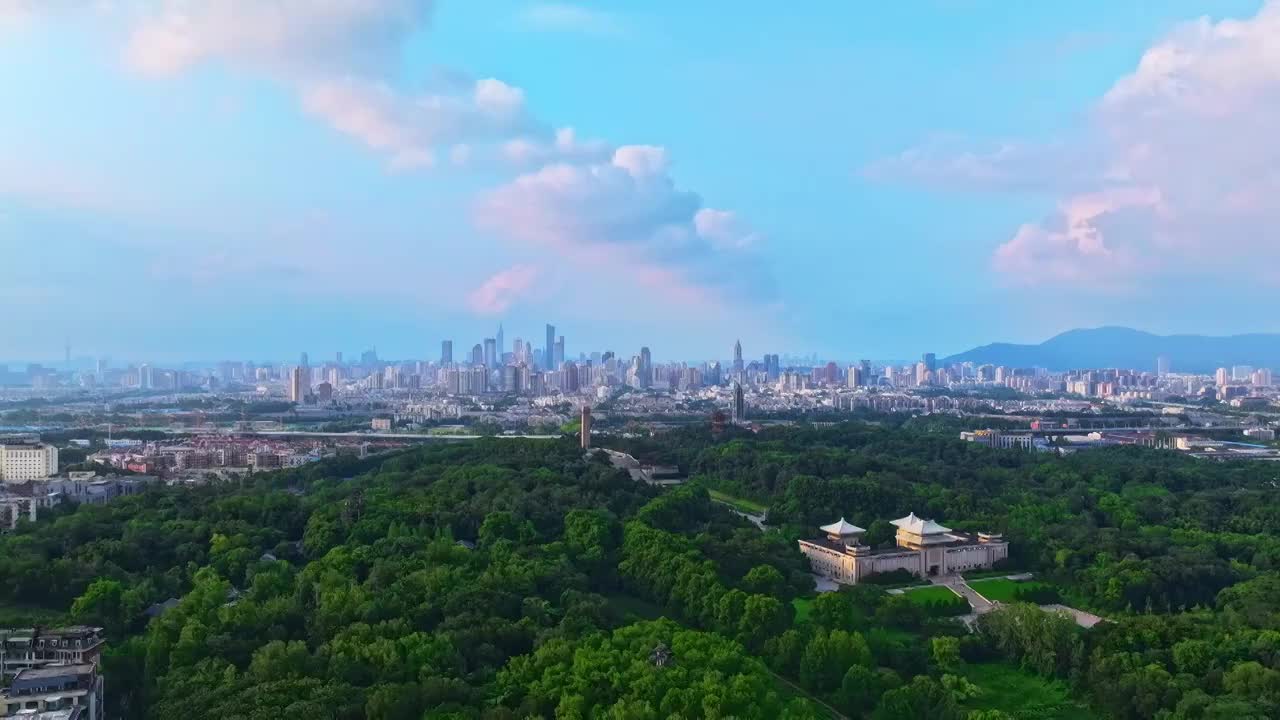 航拍南京雨花台风景区 城市天际线天空 延时风光视频素材