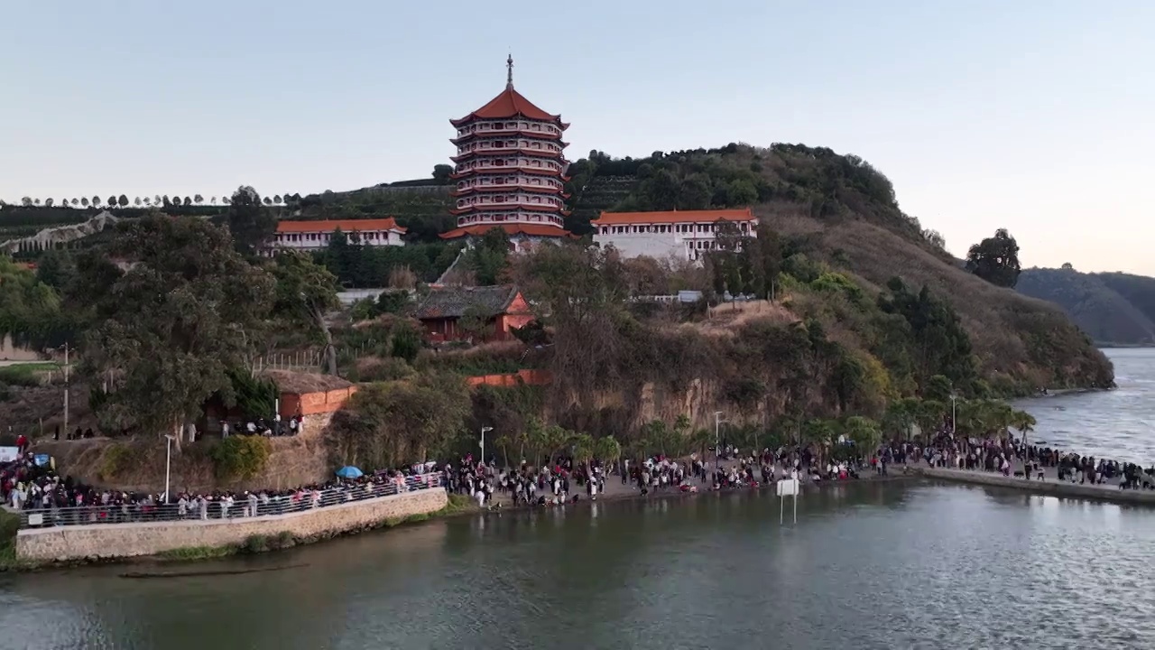 昆明滇池海晏村-日落晚霞视频素材