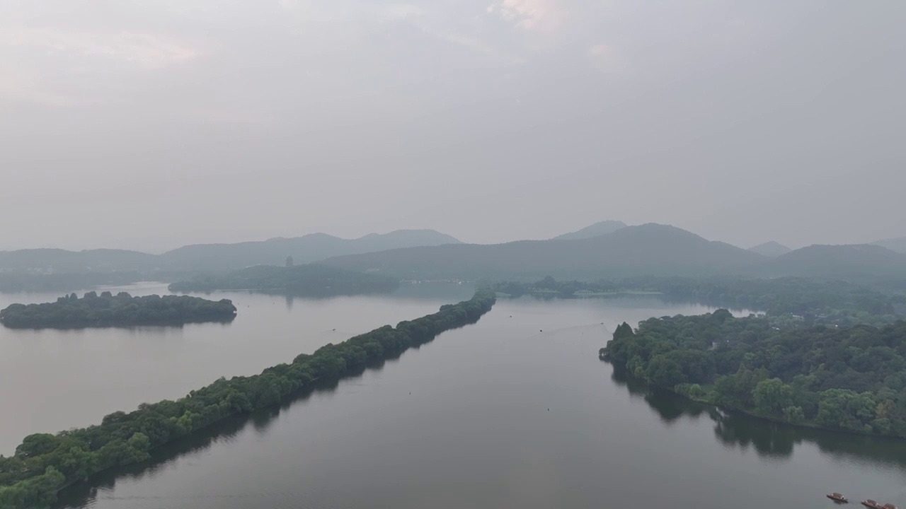 杭州夏季西湖风光 苏堤 雷峰塔视频素材