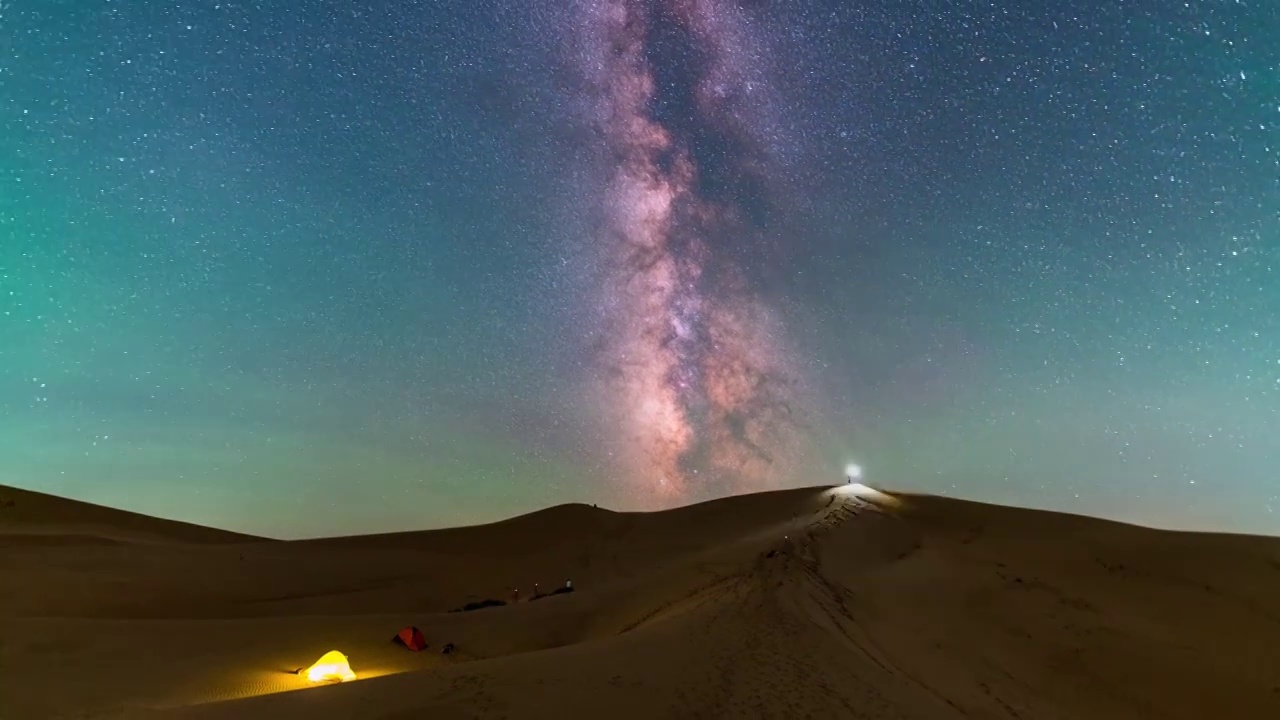 库布奇沙漠银河星空延时视频素材