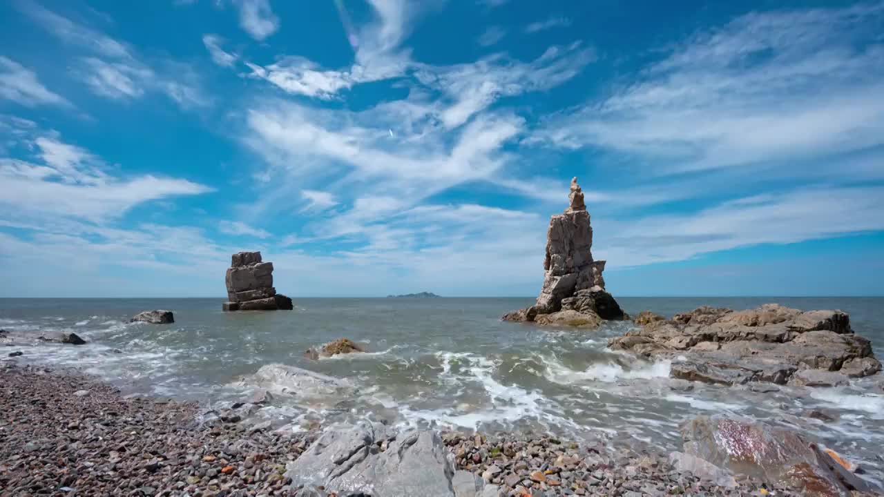 大连旅顺海边的将军石延时视频素材