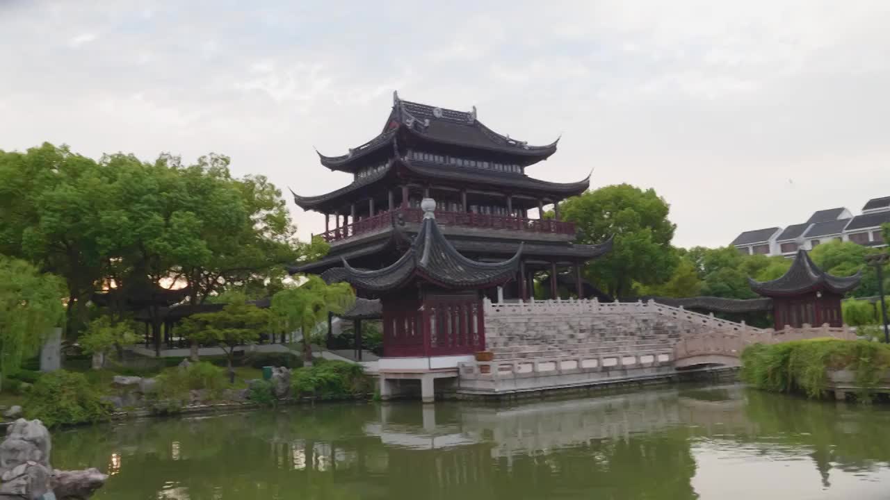 苏州盘门风景区将军楼水陆瓮城风景视频素材