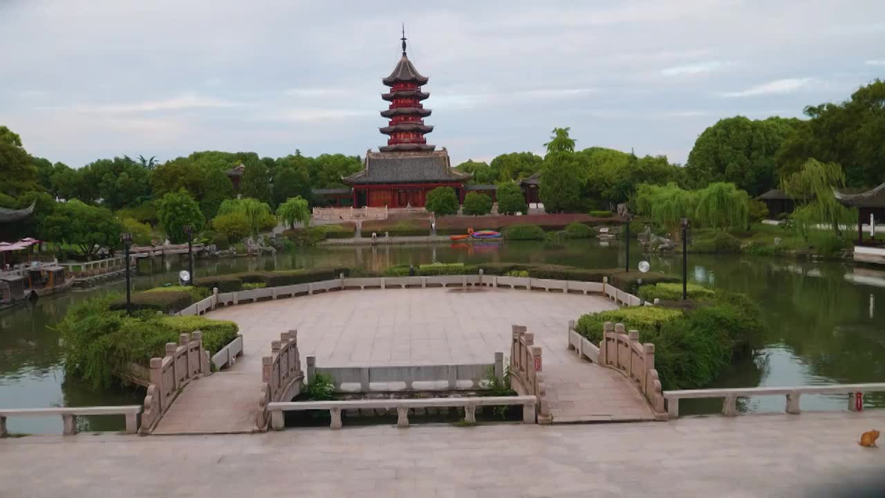 苏州盘门风景区将军楼水陆瓮城风景视频素材