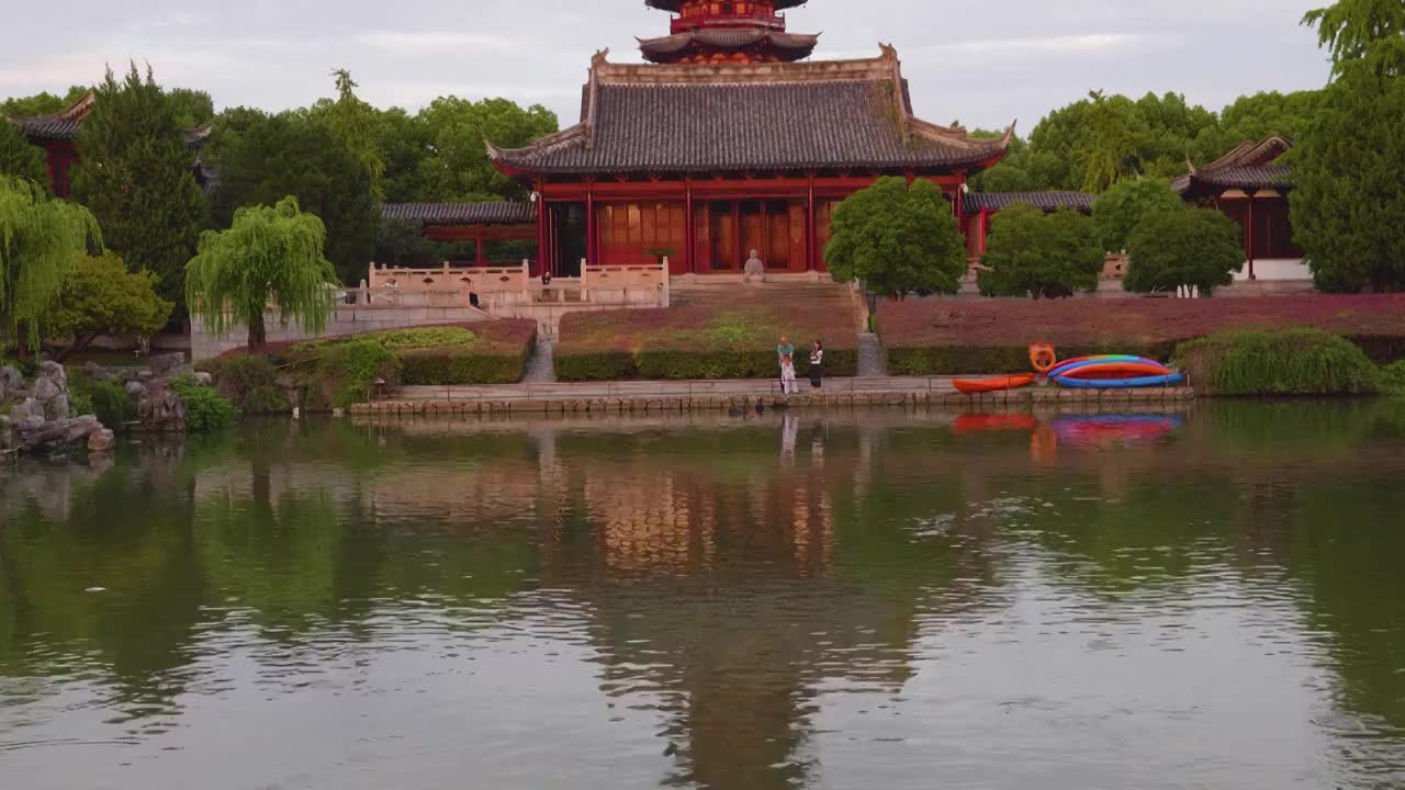 苏州盘门风景区将军楼水陆瓮城风景视频素材