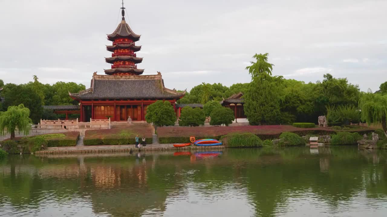 苏州盘门风景区将军楼水陆瓮城风景视频素材