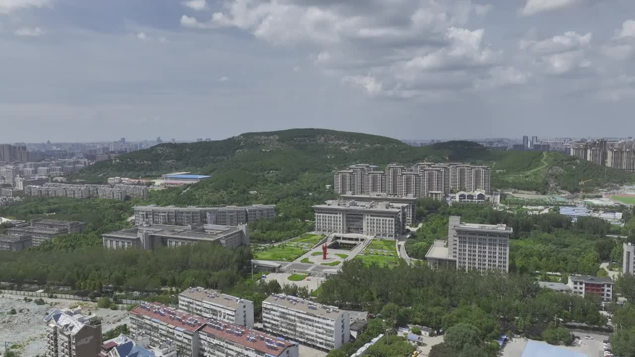 中国山东省济南大学航拍视频素材