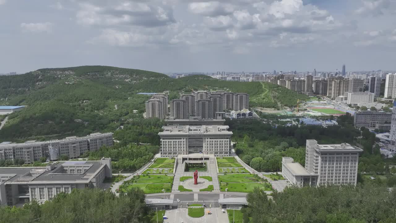 中国山东省济南大学航拍视频素材