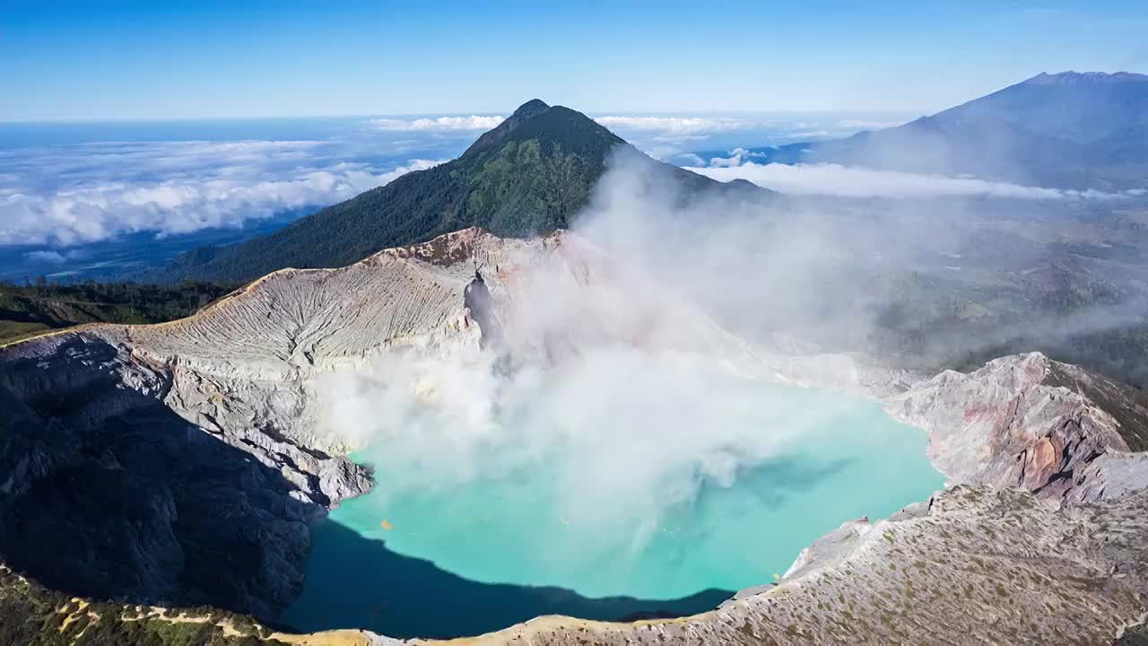 印尼伊真火山延时摄影航拍视频素材