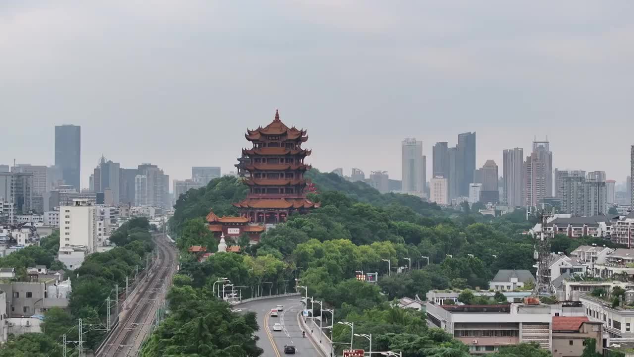 武汉黄鹤楼航拍视频素材