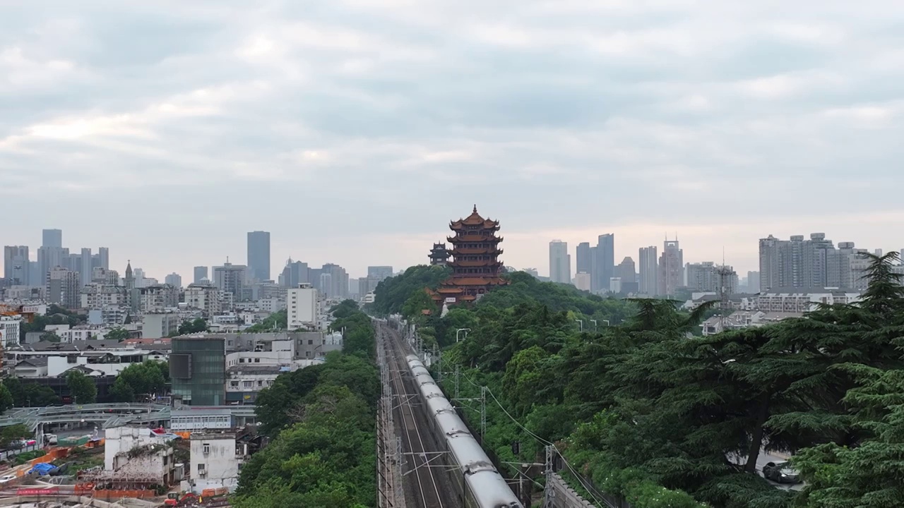 武汉黄鹤楼航拍视频素材