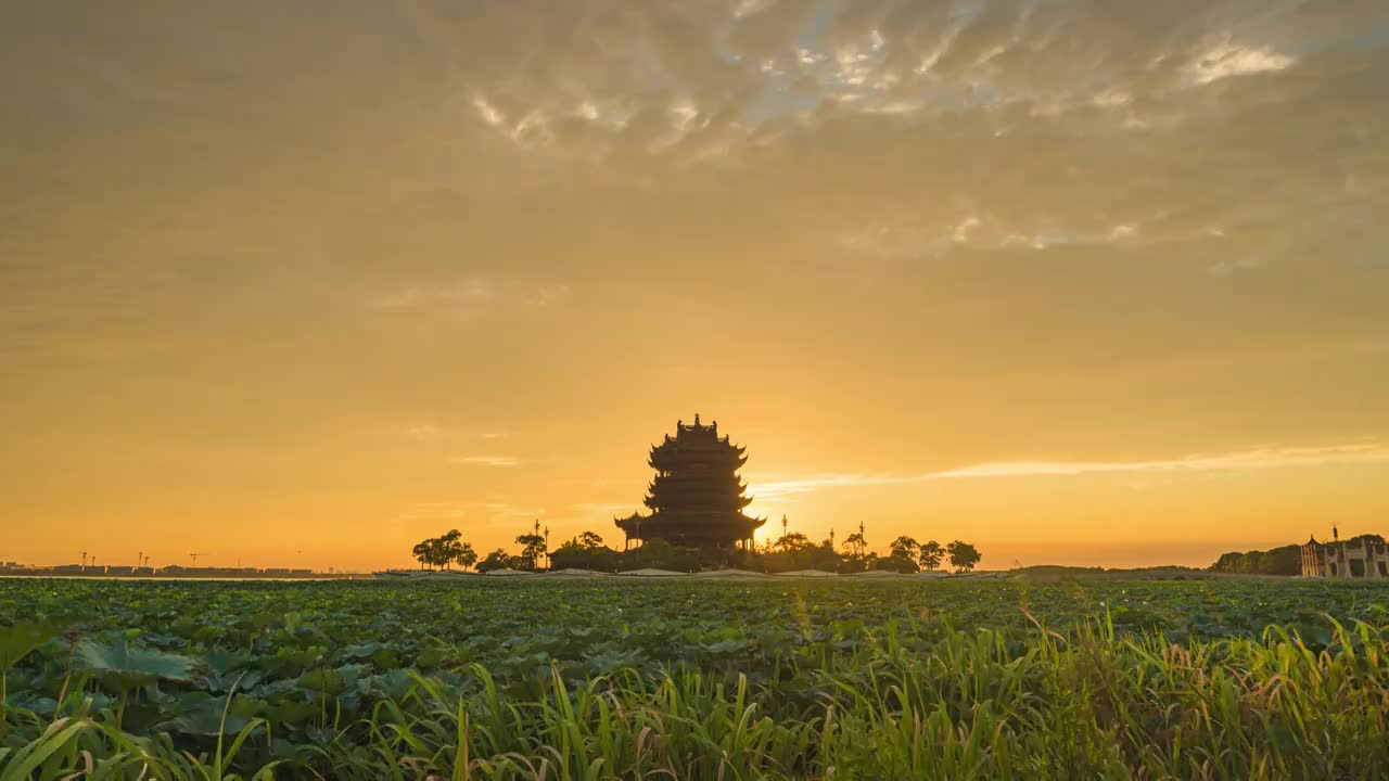 苏州重元寺绝美晚霞夕阳4K延时视频素材