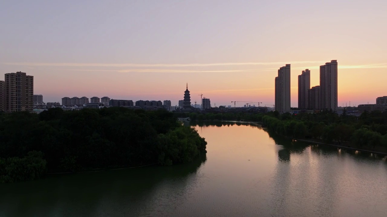 航拍江苏省淮安市涟水县城市风光视频素材