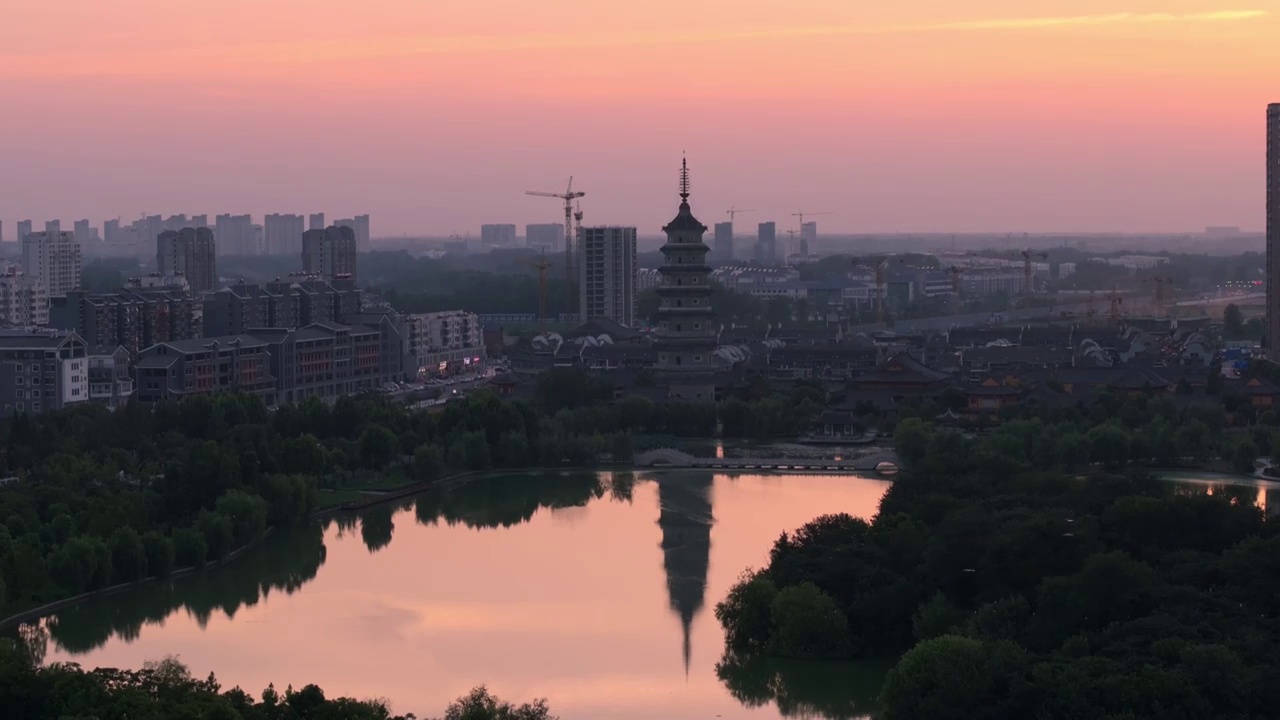 航拍江苏省淮安市涟水县城市风光视频素材