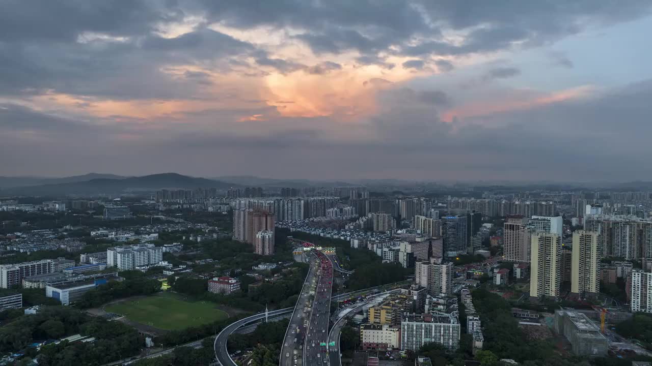 车流 晚霞视频下载