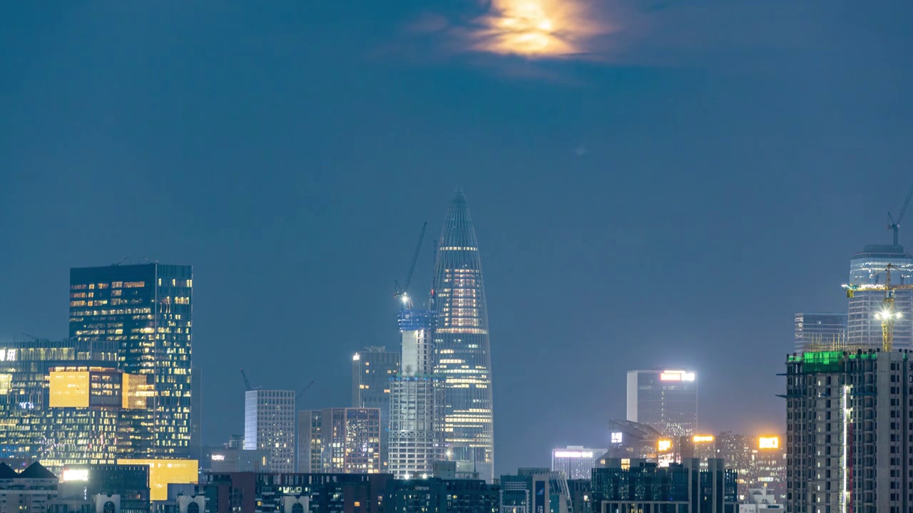 深圳中国华润大厦月升延时视频素材