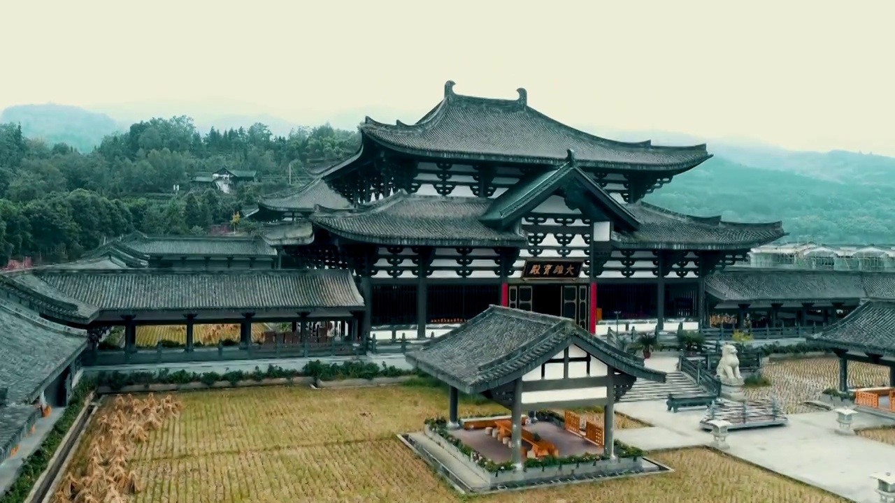 航拍四川眉山光明寺视频素材