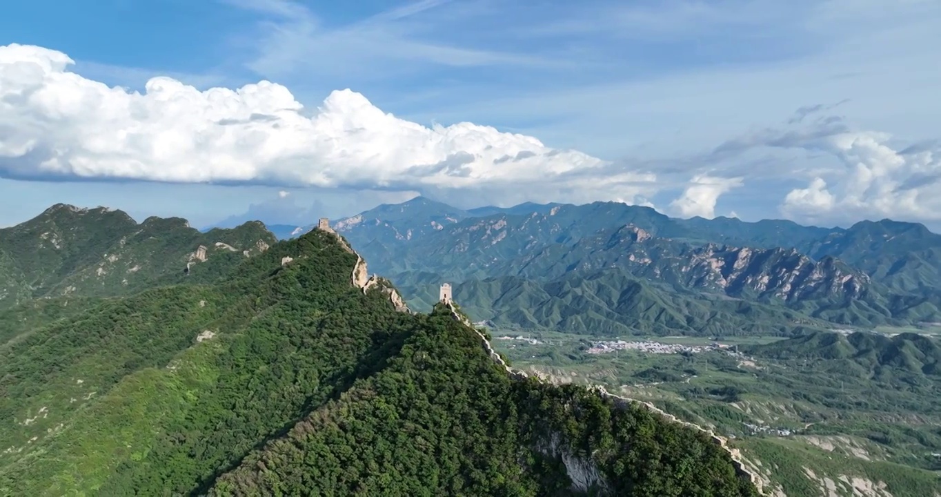 北京密云区司马台长城初秋航拍视频素材