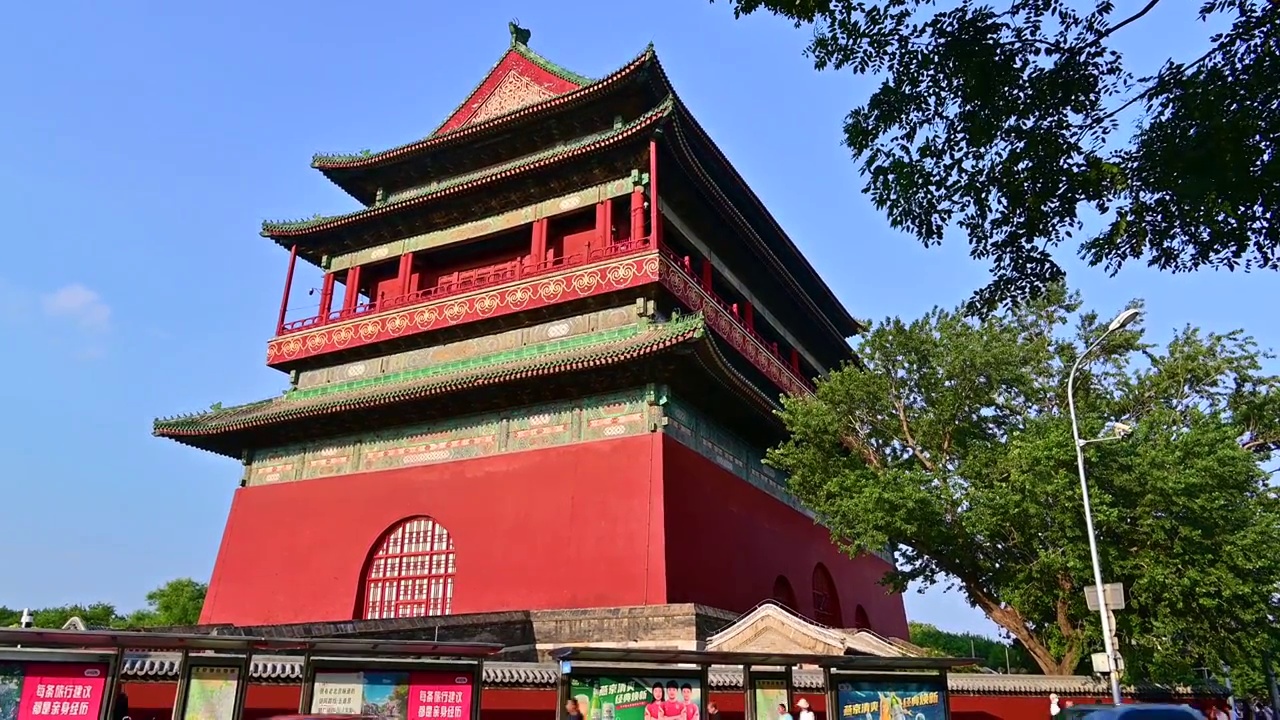 老北京著名旅游景点鼓楼钟楼视频素材