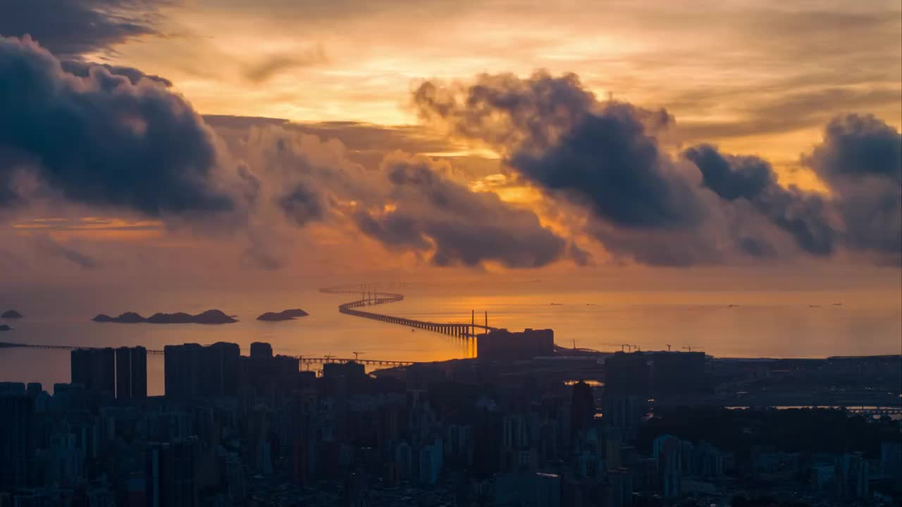 港珠澳大桥日出延时视频素材