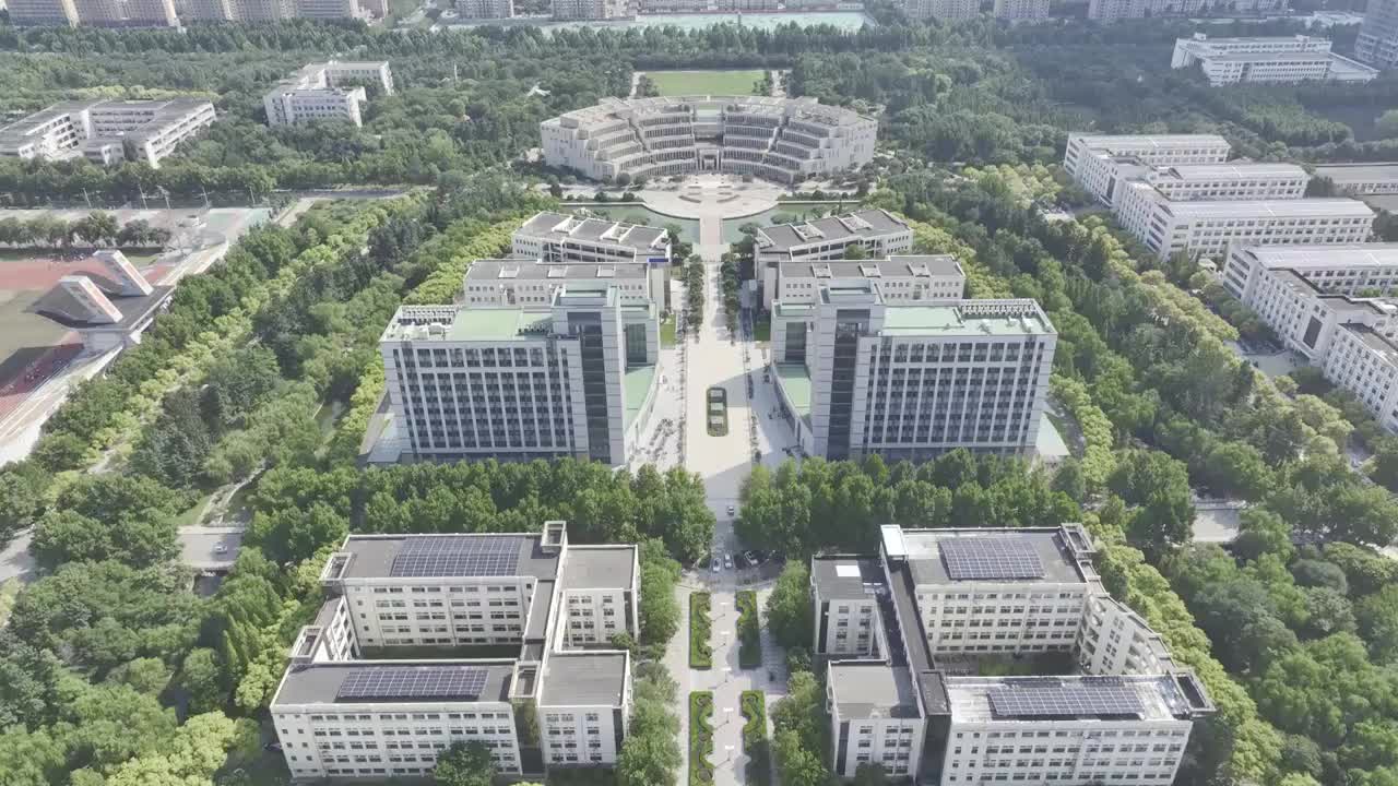 中国山东理工大学图书馆航拍视频素材