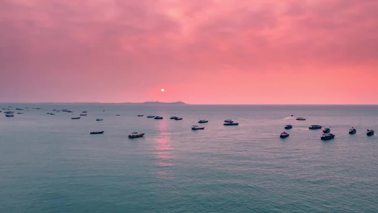 广西防城港京族三岛海滨落日晚霞延时视频素材