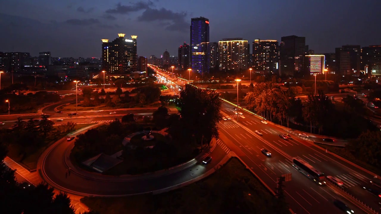 北京三元桥夜景视频素材