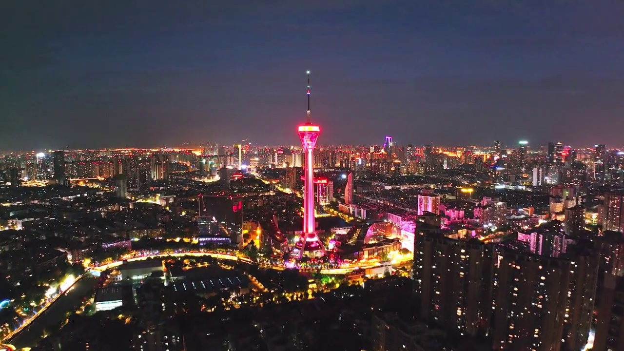 成都339成都电视塔夜景航拍视频素材