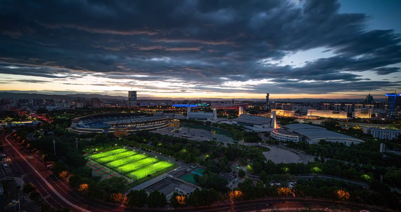 北京奥林匹克地标建筑日转夜视频素材