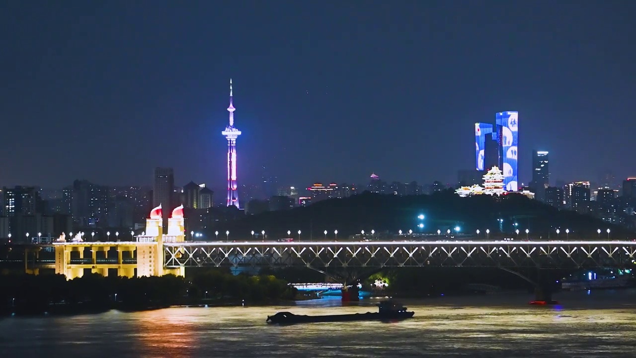 节日的南京夜色——四景同框，江苏南京视频素材