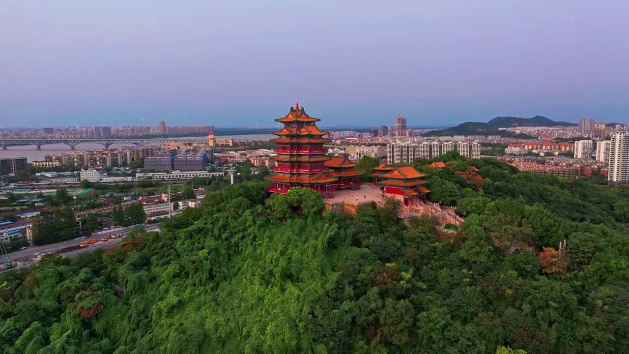 航拍 江南第一楼 江苏省南京阅江楼古建筑 白天夜景视频素材