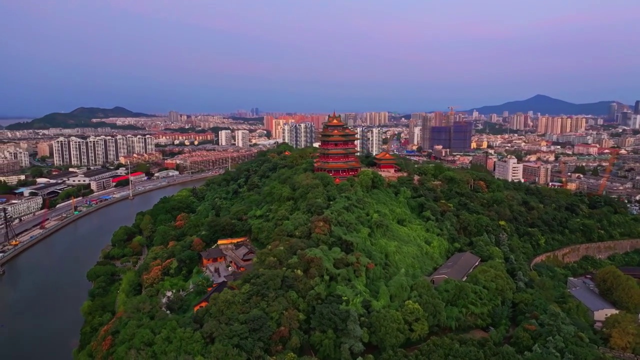 航拍 江南第一楼 江苏省南京阅江楼古建筑 白天夜景视频素材