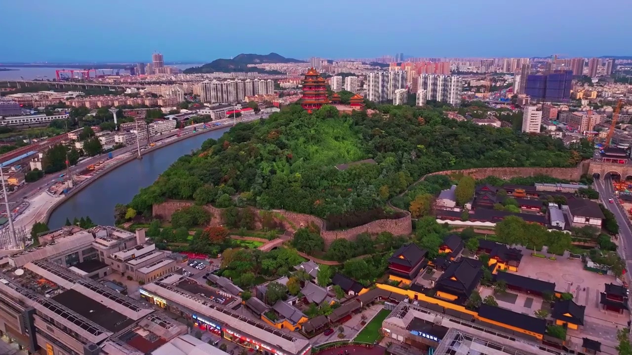 航拍 江南第一楼 江苏省南京阅江楼古建筑 白天夜景视频素材