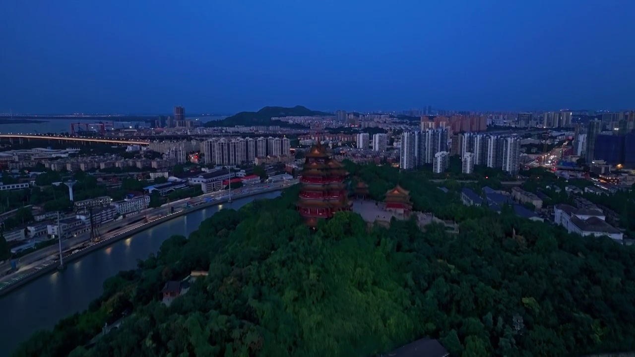 航拍 江南第一楼 江苏省南京阅江楼古建筑 白天夜景视频素材