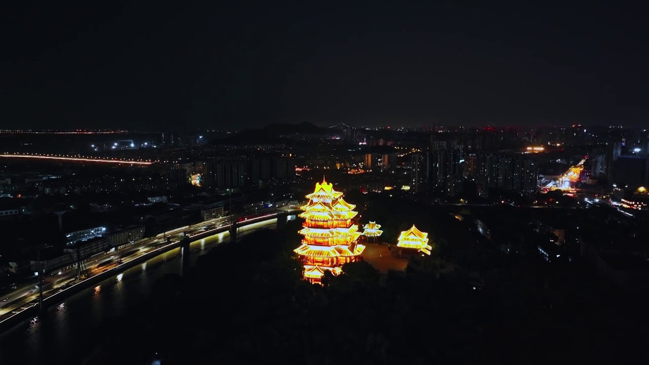 航拍 江南第一楼 江苏省南京阅江楼古建筑 白天夜景视频素材