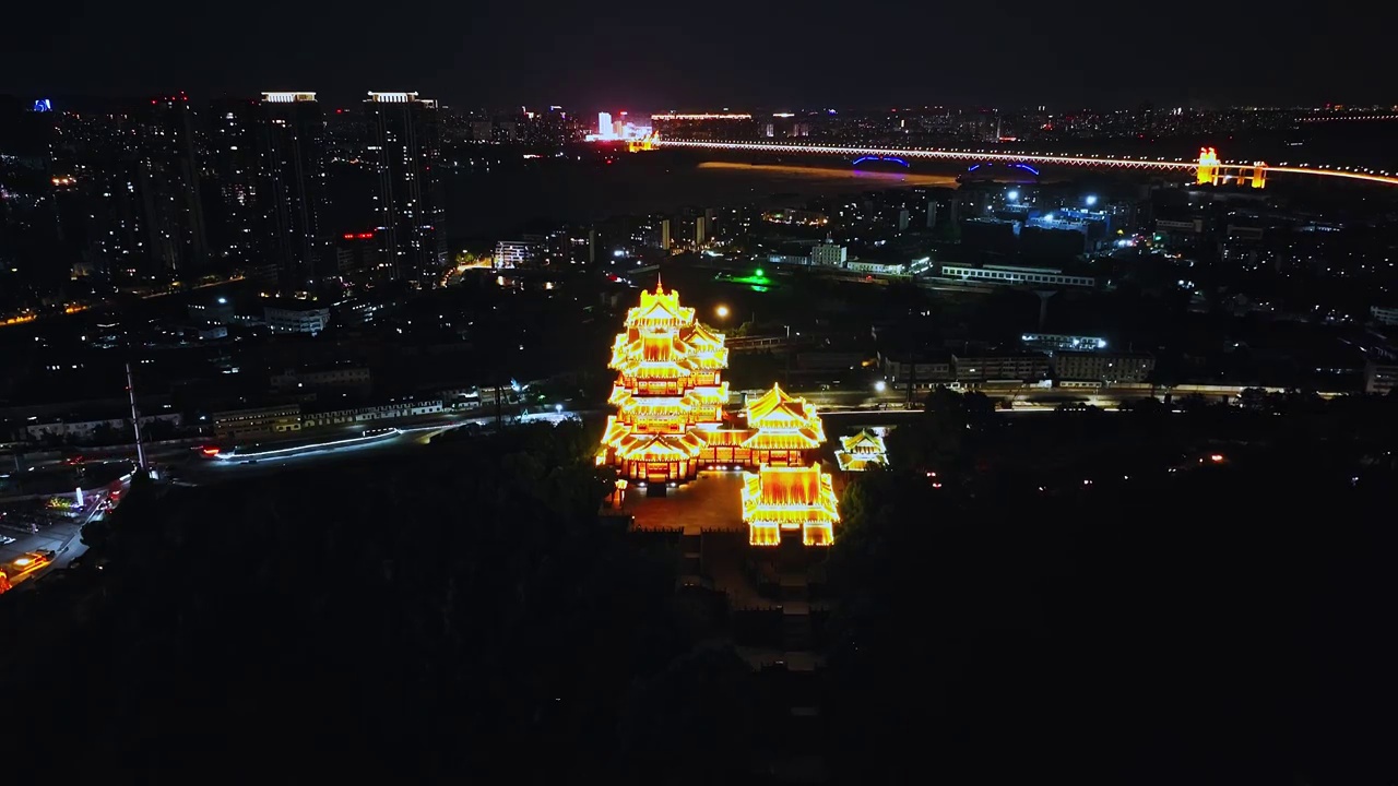 航拍 江南第一楼 江苏省南京阅江楼古建筑 白天夜景视频素材