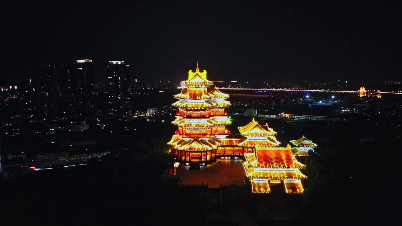 航拍 江南第一楼 江苏省南京阅江楼古建筑 白天夜景视频素材