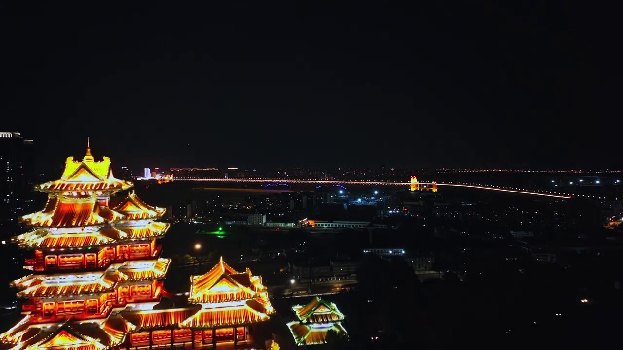 航拍 江南第一楼 江苏省南京阅江楼古建筑 白天夜景视频素材