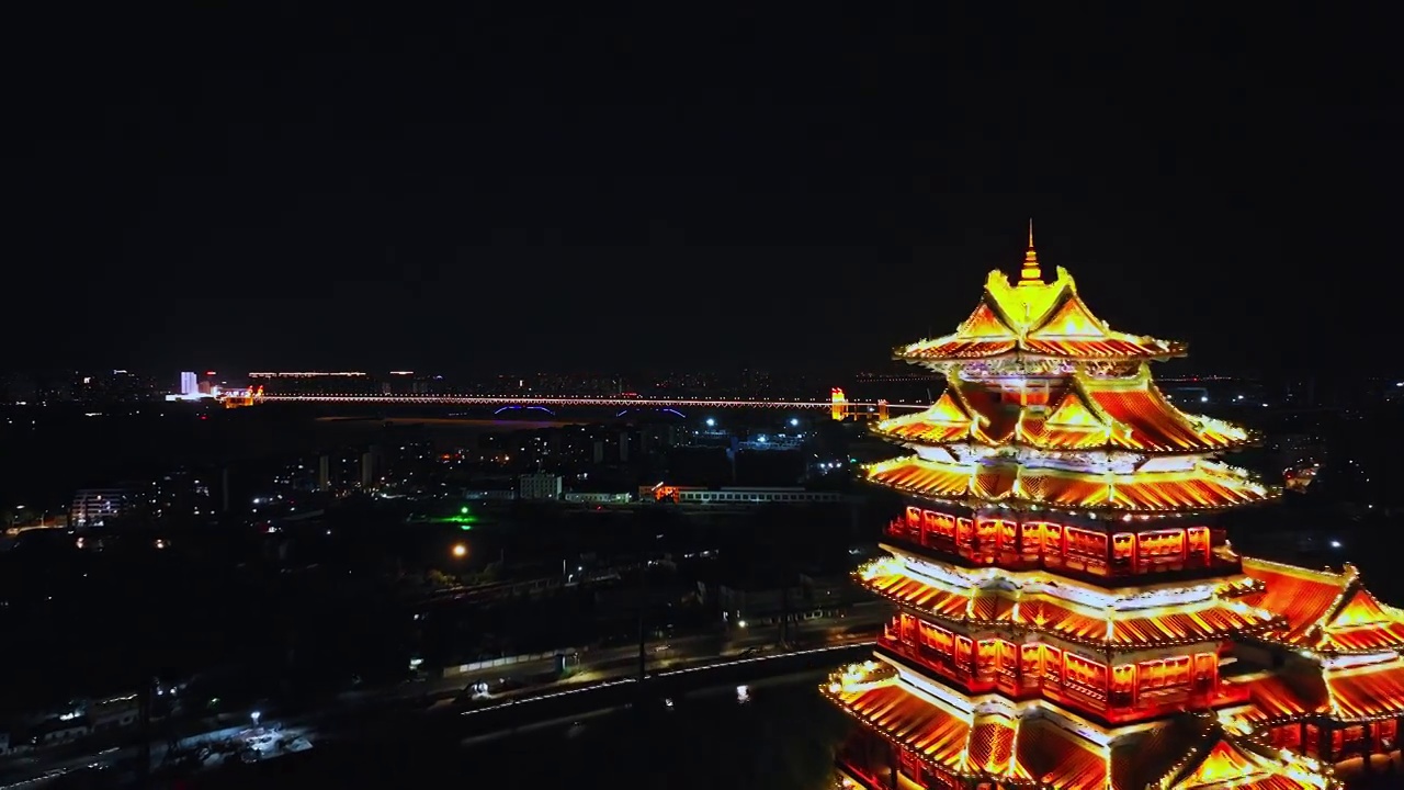 航拍 江南第一楼 江苏省南京阅江楼古建筑 白天夜景视频素材