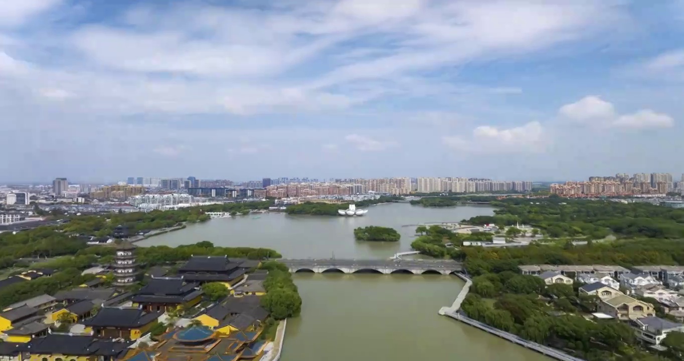 浙江嘉兴平湖东湖景区延时 李叔同纪念馆 报本禅寺视频素材